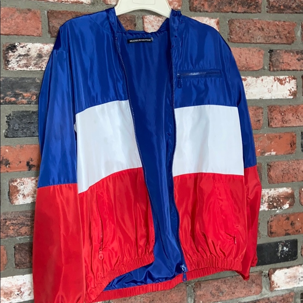 Brandy Melville red white & blue windbreaker